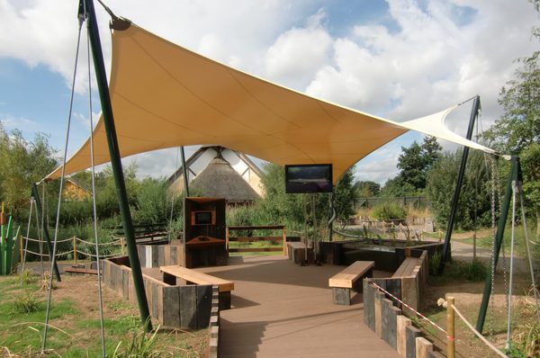 A sheltered learning space canopy