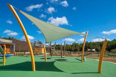 Fabric canopies can be great additions to playgrounds.